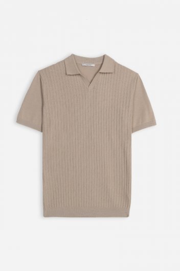 POLO IN MAGLINA A COSTE BEIGE