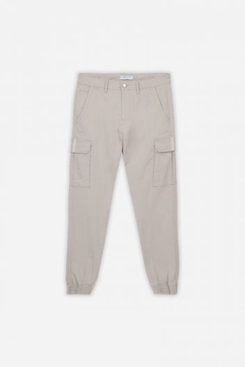 pantaloni basic cargo in twill beige chiaro
