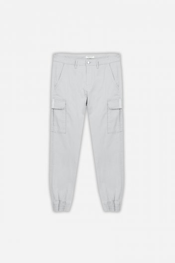 pantaloni basic cargo in twill grigio