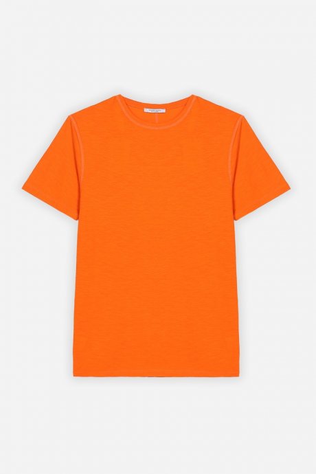 T-shirt overlock cotone fiammato arancio