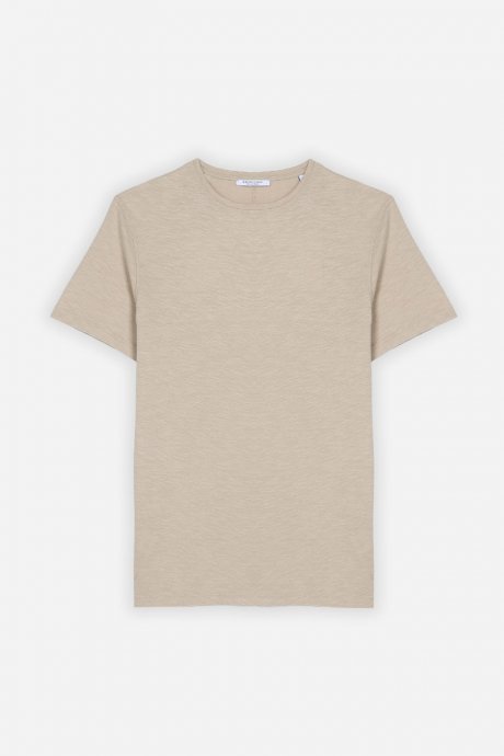 T-shirt overlock cotone fiammato beige
