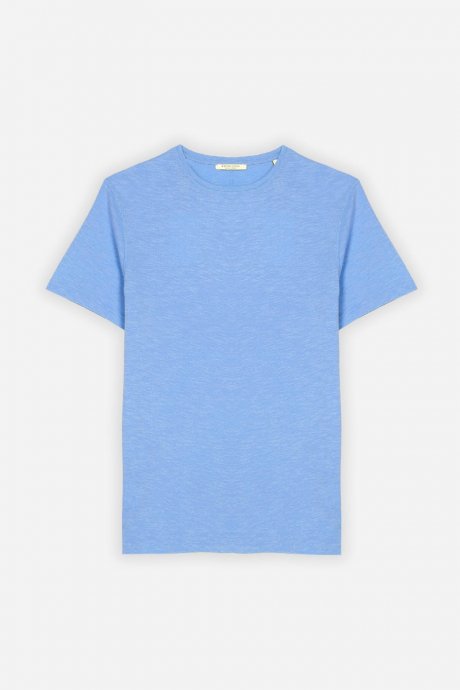 T-shirt overlock cotone fiammato celeste