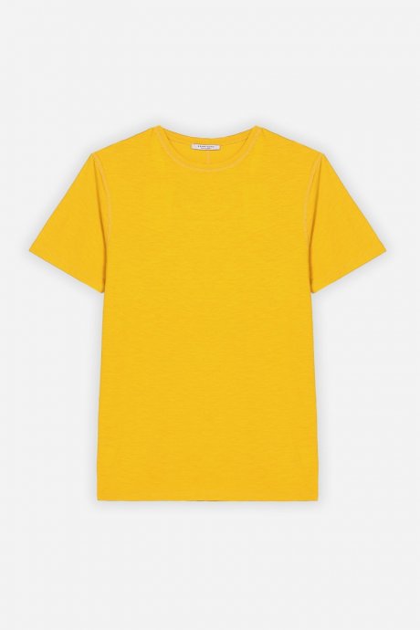 T-shirt overlock cotone fiammato giallo