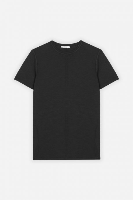 T-shirt overlock cotone fiammato nero