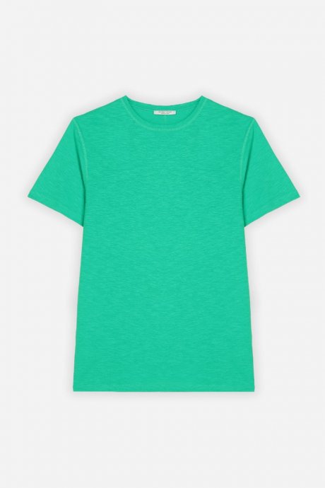 T-shirt overlock cotone fiammato verde