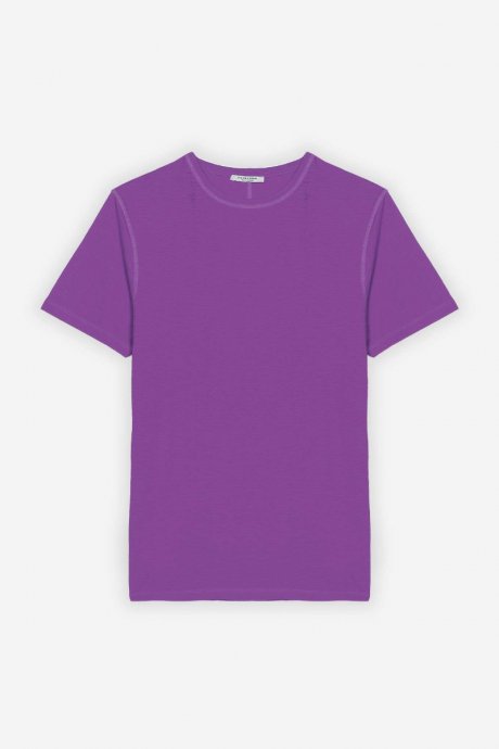 T-shirt overlock cotone fiammato viola