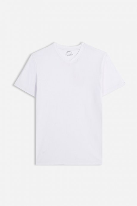 T-shirt scollo a v jersey bielastico bianco