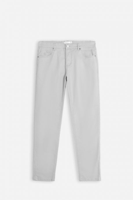 Pantaloni 5 tasche in twill grigio