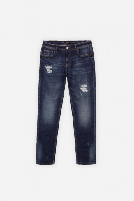 Jeans basic lucas fit con strappo bleu