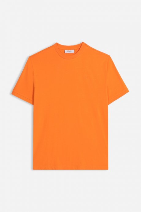T-shirt basic con logo arancio