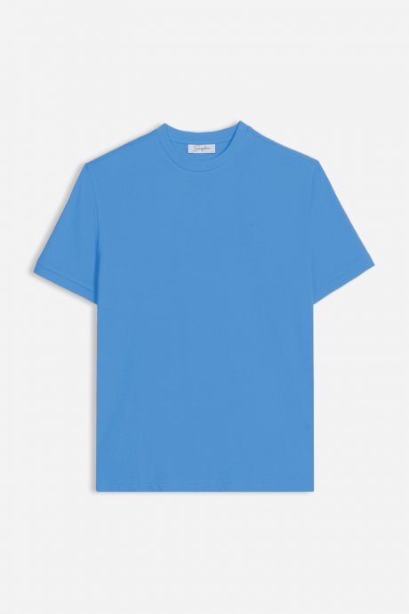 T-shirt basic con logo azzurro