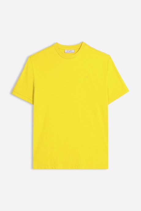T-shirt basic con logo giallo