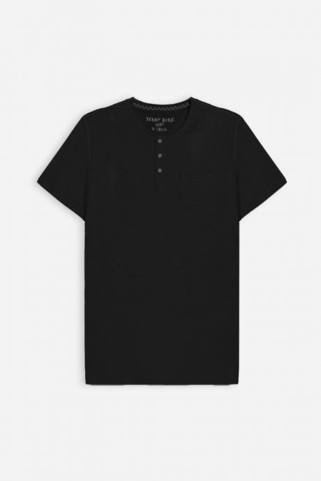 T-shirt serafino cotone slub nero