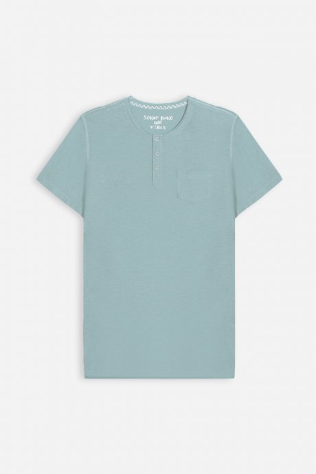 T-shirt serafino cotone slub polvere