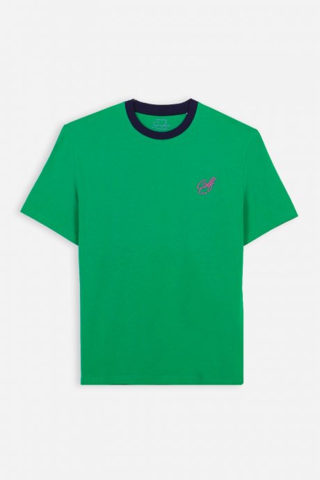 T-shirt collo in costina verde