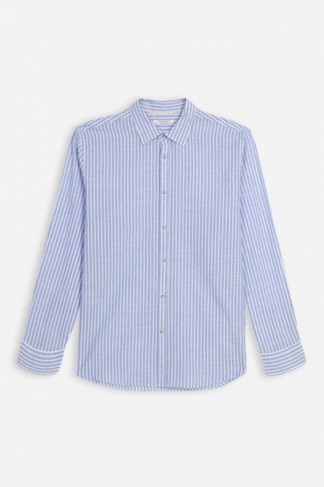 Camicia in cotone slub f azzurro