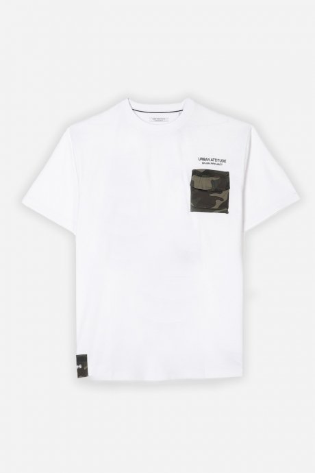 T-shirt con tasca militare bianco