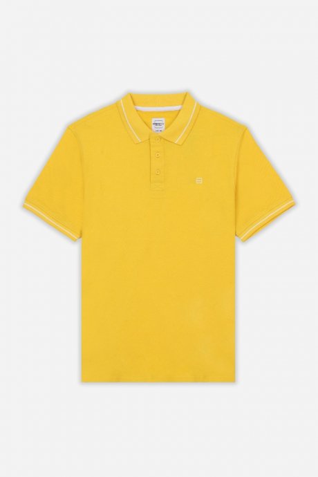 Polo basic con costine jacquard giallo