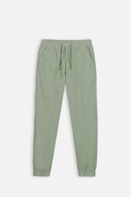 Pantaloni jogger in misto lino verde muschio